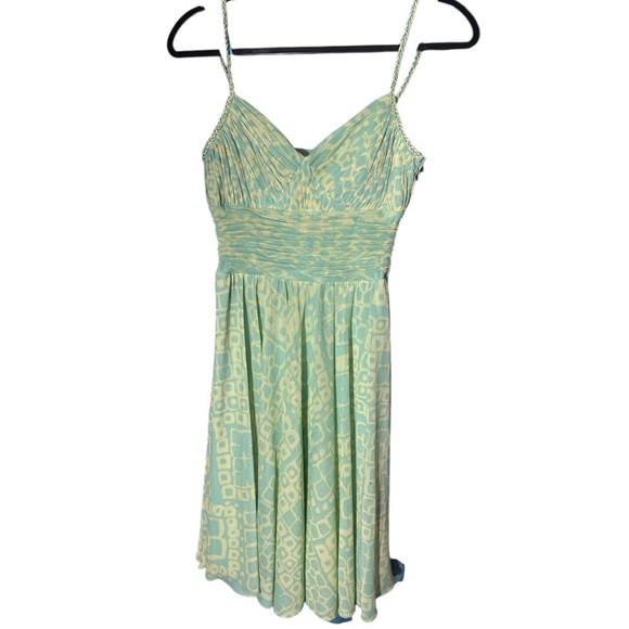 Sangria Teal and Lime Green Patterned Mini Dress - Picture 1 of 4